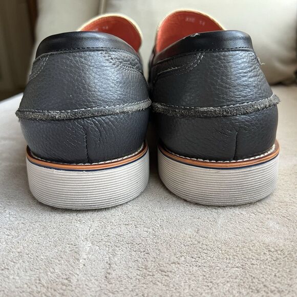 Marc Nolan Abe Navy Blue Leather & Tan Cream Canvas Loafers Men15 Slip On Boat - Picture 12 of 16